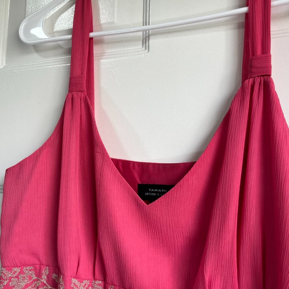Tahari ASL Pink Empire Waist Pink Cocktail Dress Shiffon and Satin Size 12 NWT - Picture 7 of 11